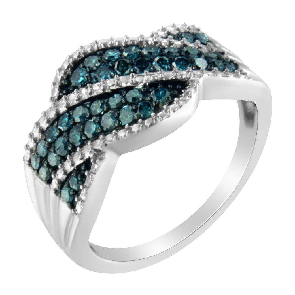 Blue Color Diamond Cocktail Ring (1/2 Cttw, Treated Blue Color, I2-I3 Clarity)