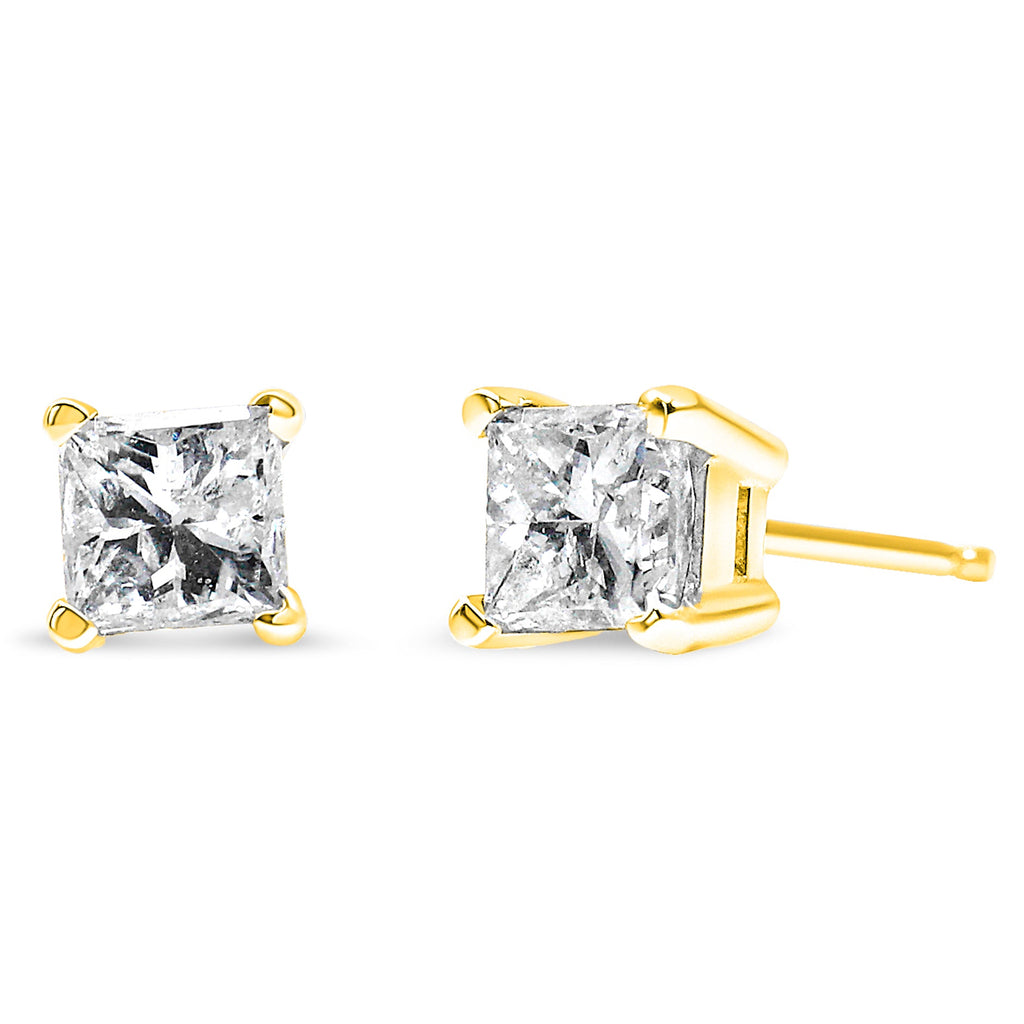 14K Gold 1/5 Cttw  Diamond Classic Square Stud Earrings (I-J Color, I3 Clarity)