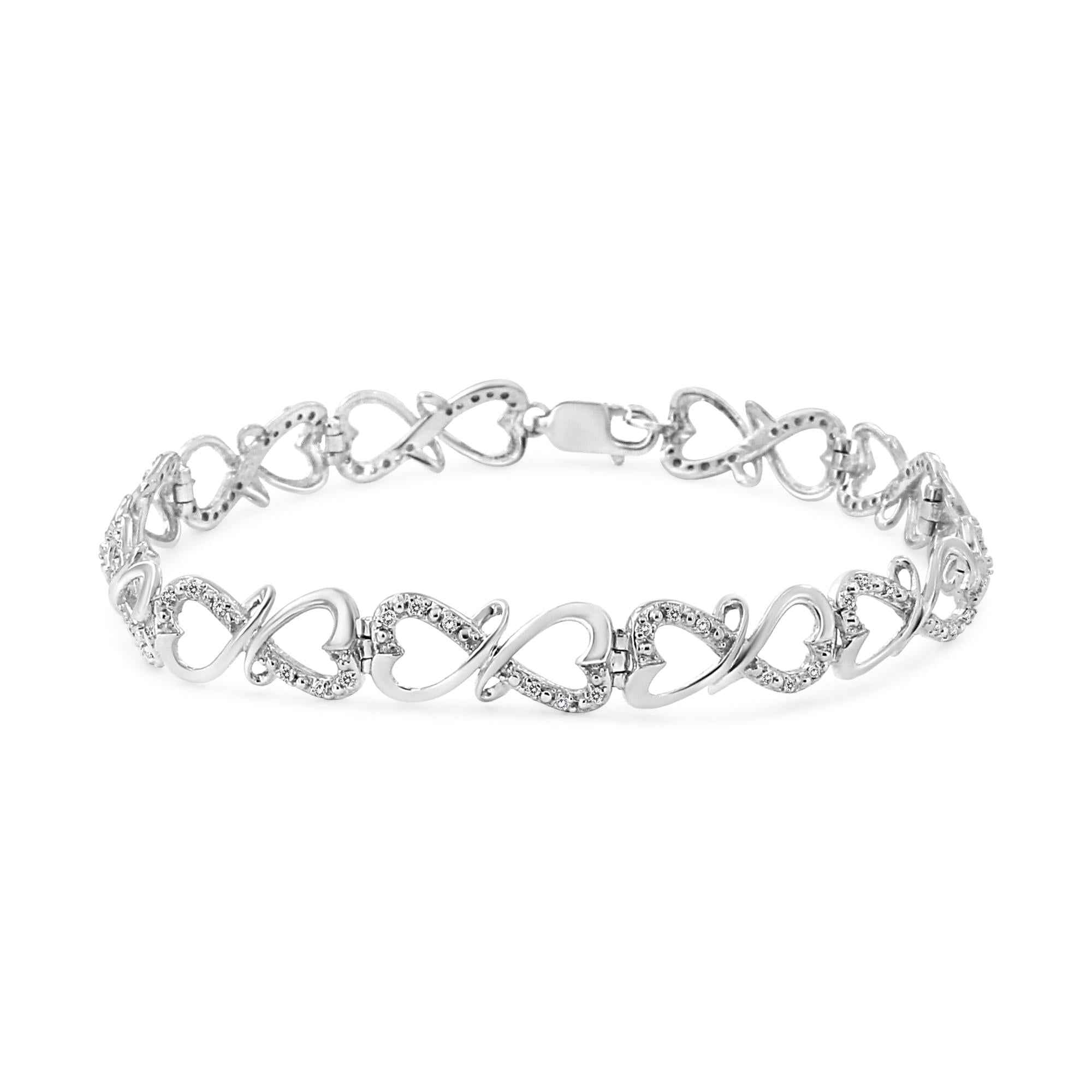 1/3 Cttw Diamond Heart Infinity Link 7.25" Bracelet (H-I Color, I3 Clarity)