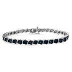 1/10 Cttw Treated Blue Color Diamond Miracle Plate "S" Link Tennis Bracelet