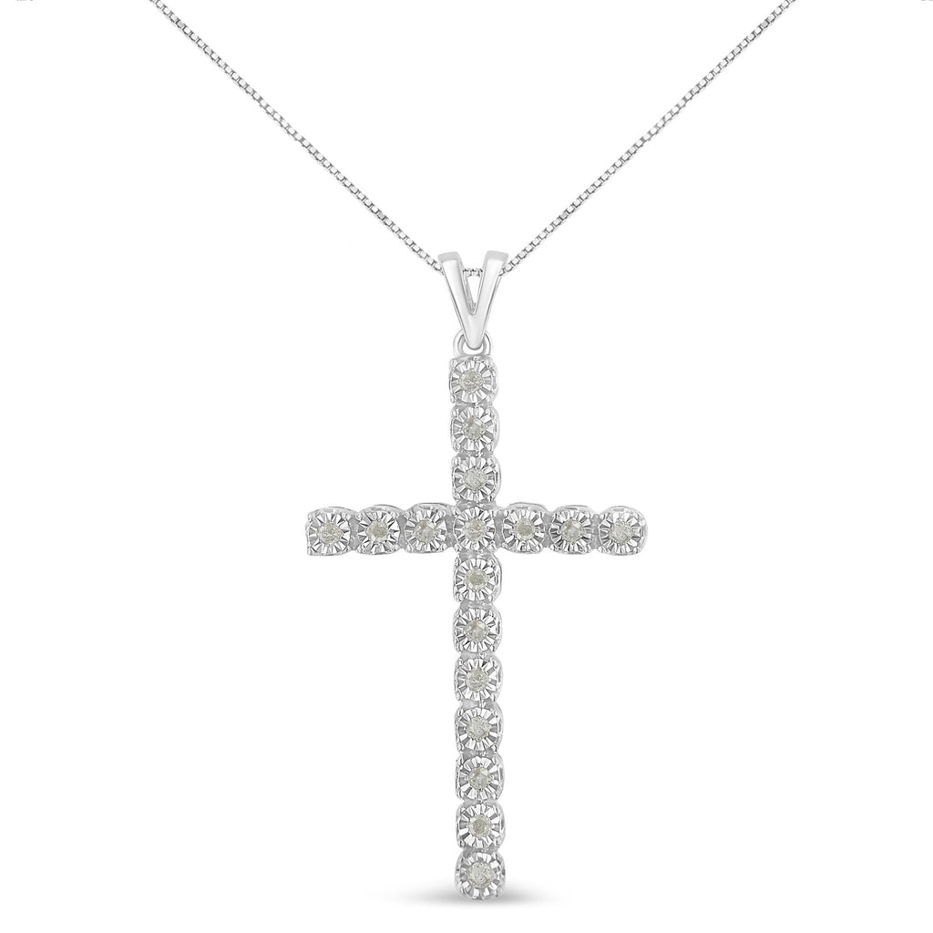 1/4 Cttw Diamond Cross Unisex Pendant Necklace 18" (I-J Color, I3 Clarity)