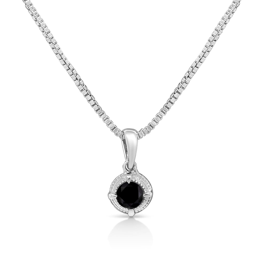 Diamond Solitaire 18" Milgrain Pendant Necklace