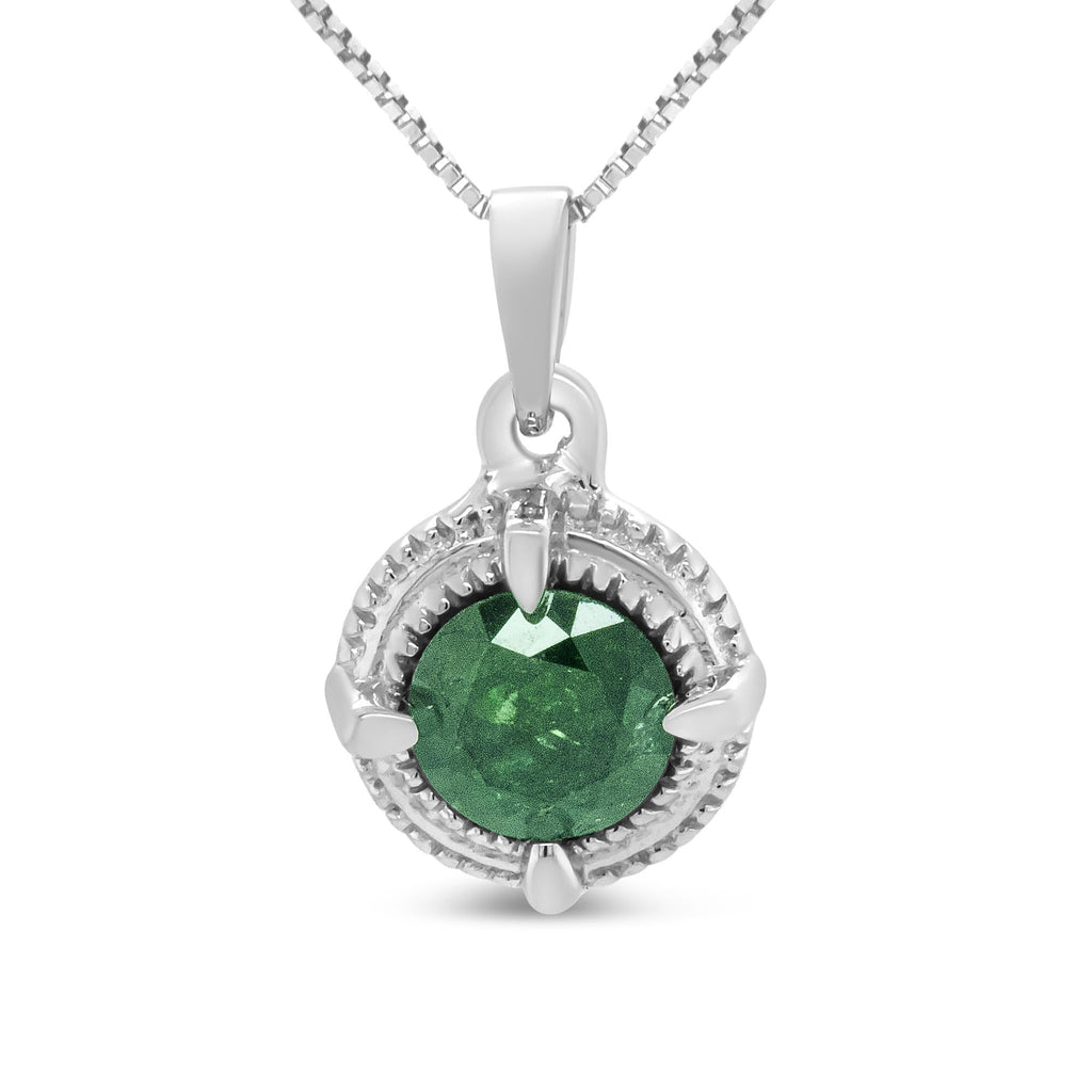 Diamond Solitaire 18" Milgrain Pendant Necklace