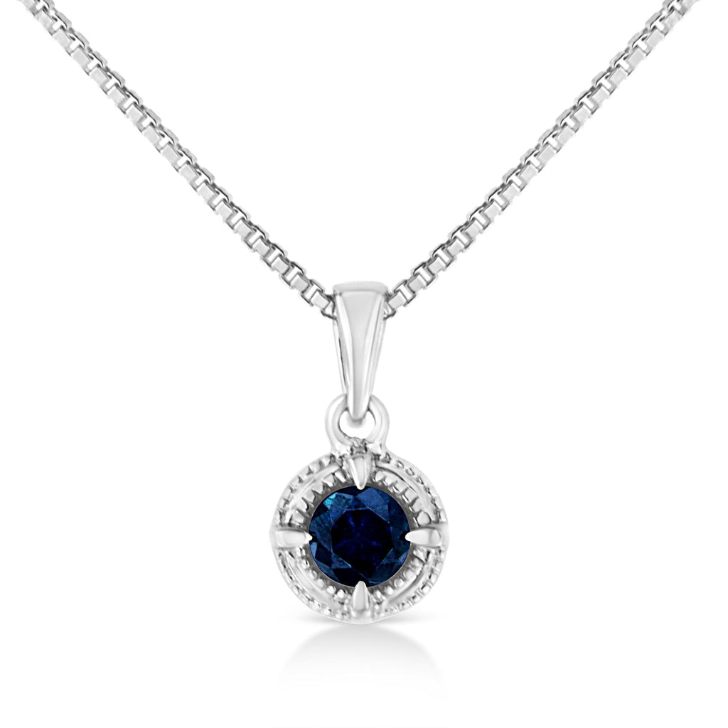 Diamond Solitaire 18" Milgrain Pendant Necklace