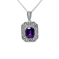 Amethyst and Diamond Art Deco 18" Pendant Necklace (I-J Color, I1-I2 Clarity)