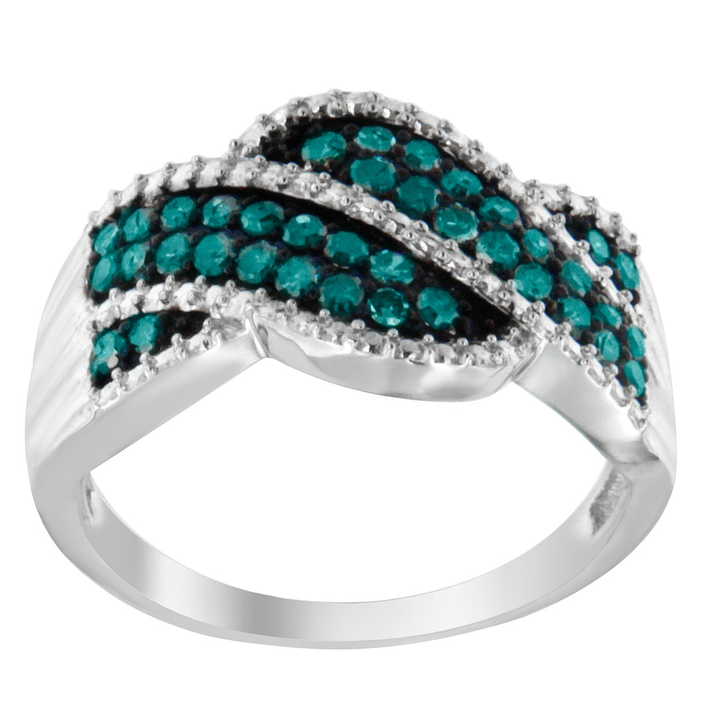 Blue Color Diamond Cocktail Ring (1/2 Cttw, Treated Blue Color, I2-I3 Clarity)