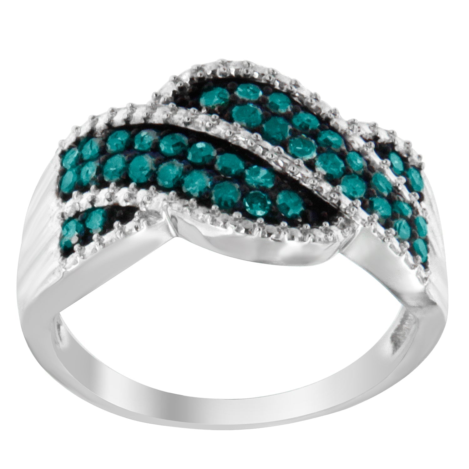 Blue Color Diamond Cocktail Ring (1/2 Cttw, Treated Blue Color, I2-I3 Clarity)