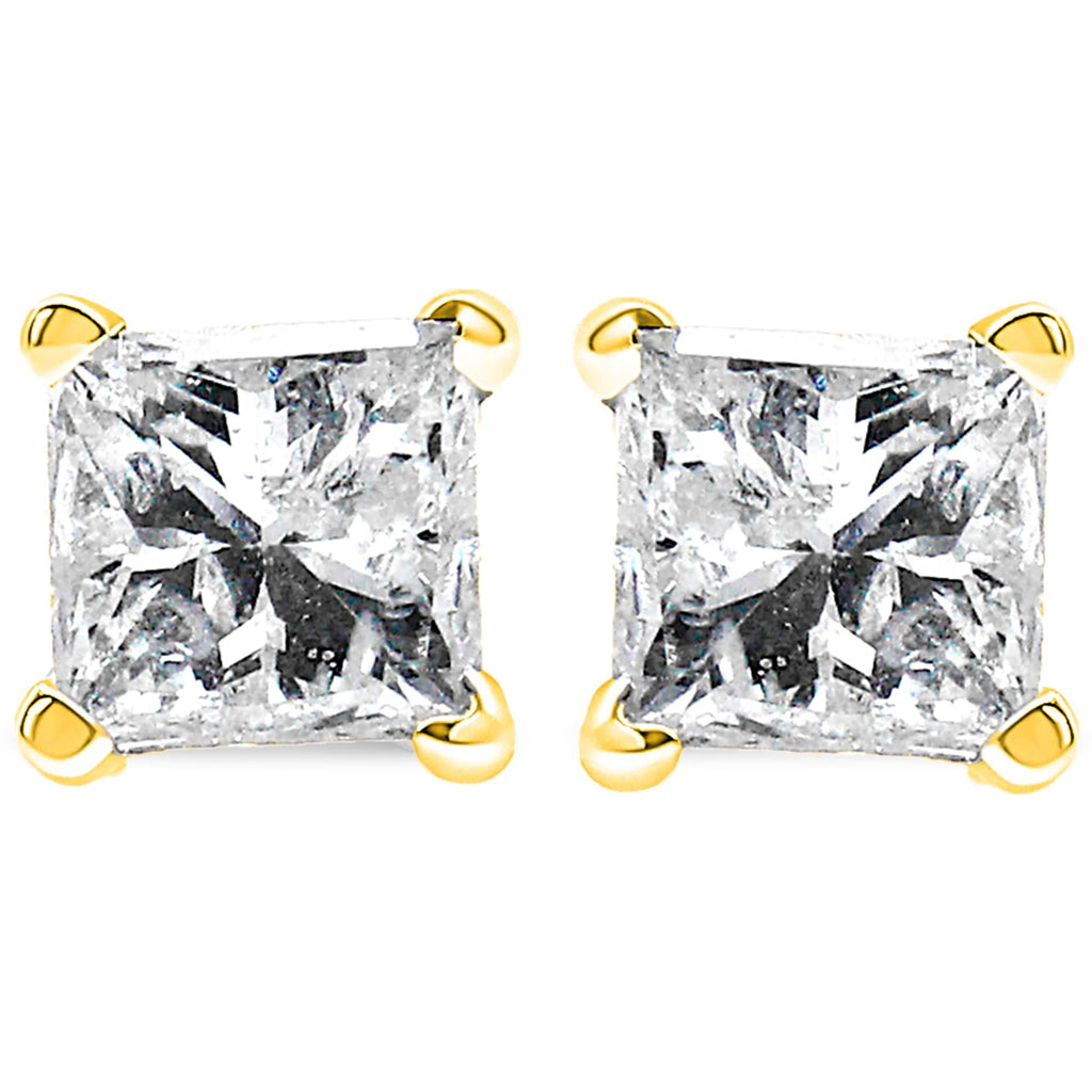 14K Gold 1/5 Cttw  Diamond Classic Square Stud Earrings (I-J Color, I3 Clarity)