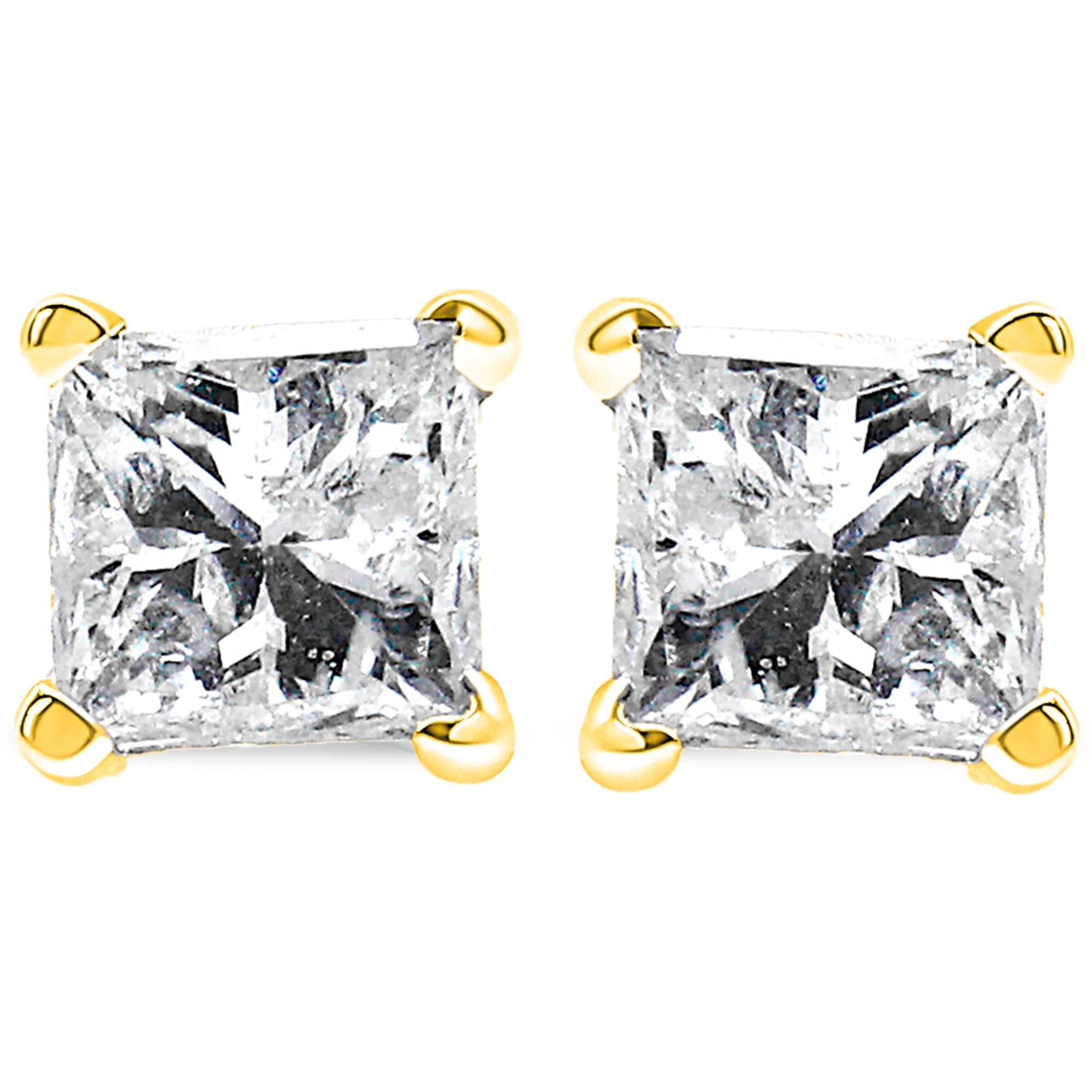 14K Gold 1/5 Cttw  Diamond Classic Square Stud Earrings (I-J Color, I3 Clarity)