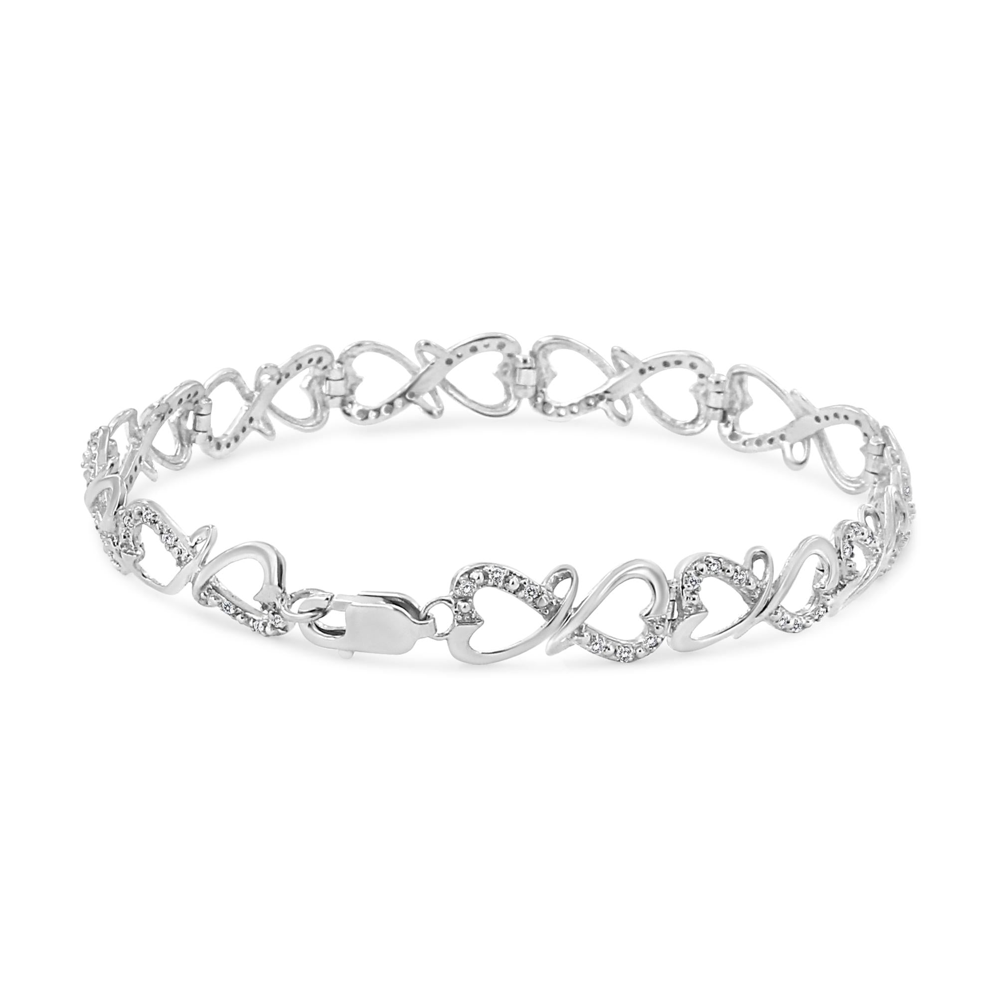 1/3 Cttw Diamond Heart Infinity Link 7.25" Bracelet (H-I Color, I3 Clarity)