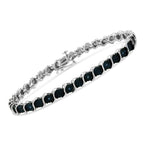 1/10 Cttw Treated Blue Color Diamond Miracle Plate "S" Link Tennis Bracelet
