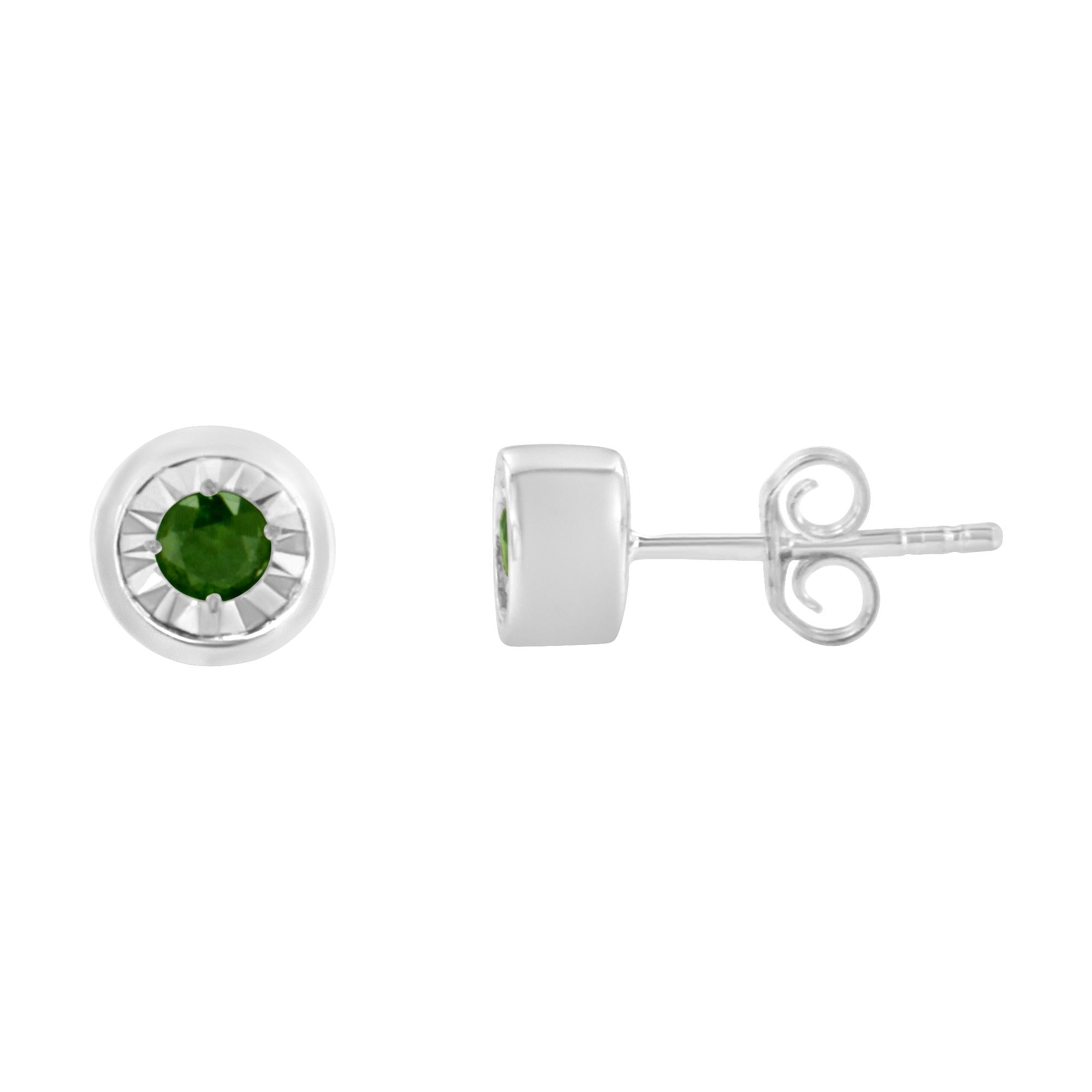 1/5 Cttw Green Diamond Miracle-Set Stud Earrings (Color-Enhanced, I1-I2 Clarity)