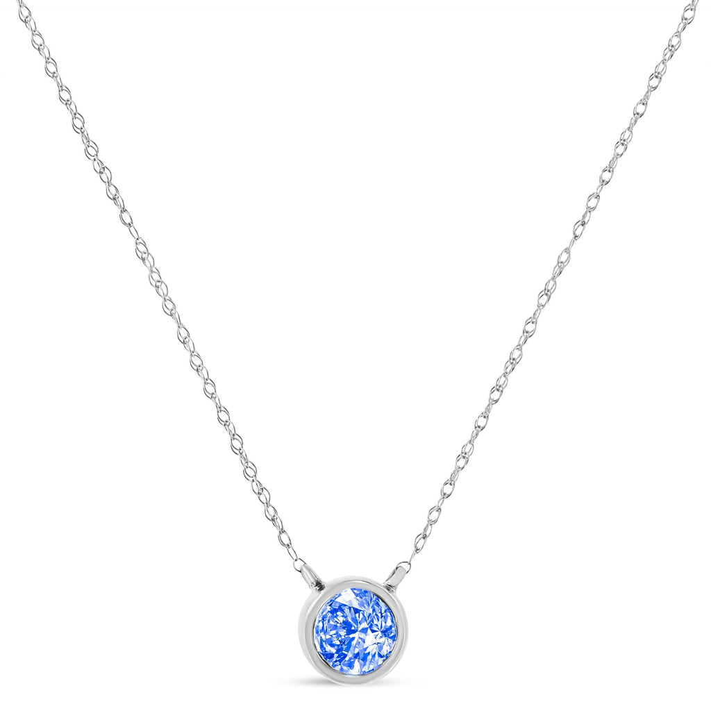 1/10 Carat Blue Diamond Suspended Bezel Solitaire 16"-18" Pendant Necklace
