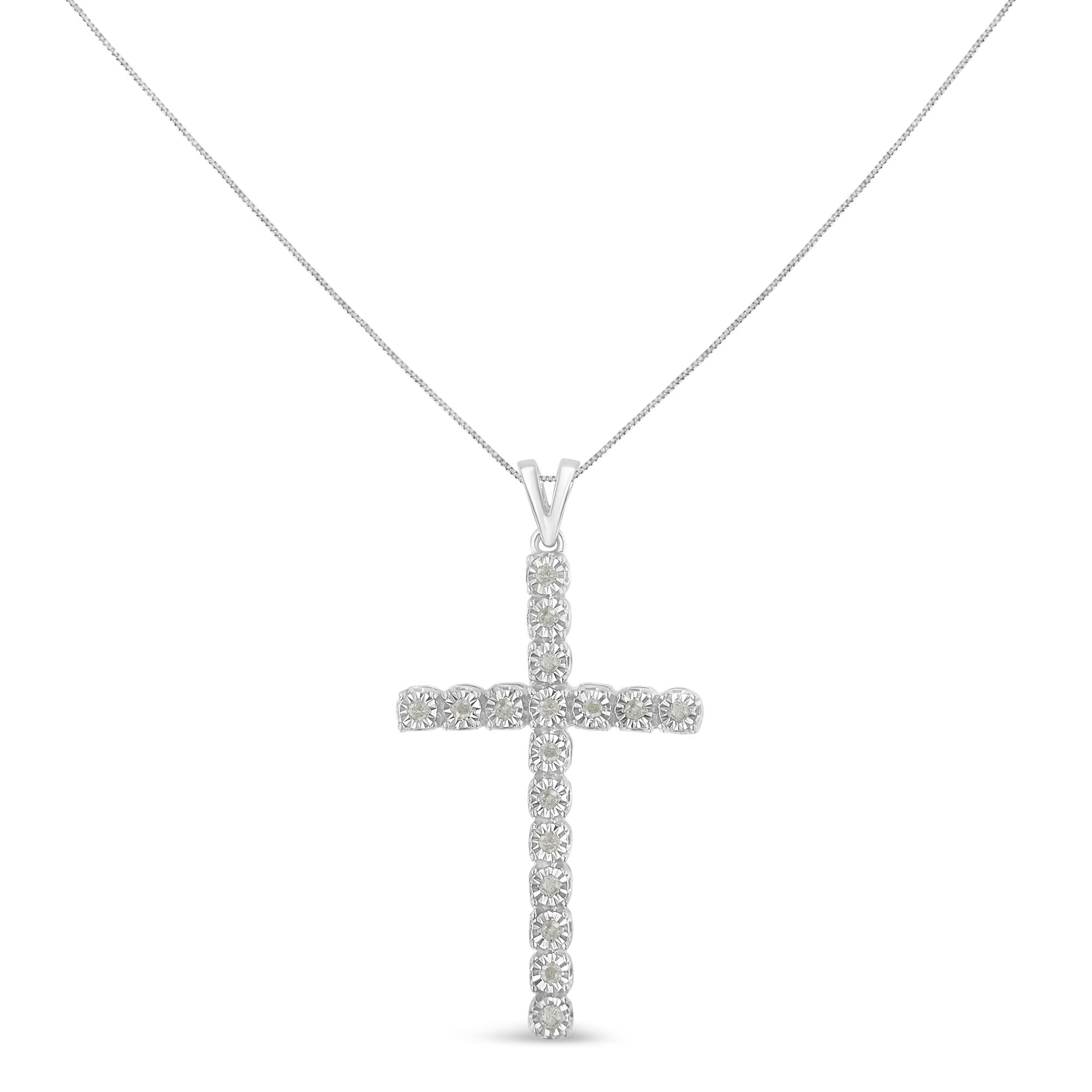 1/4 Cttw Diamond Cross Unisex Pendant Necklace 18" (I-J Color, I3 Clarity)