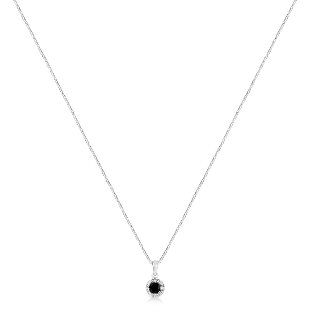 Diamond Solitaire 18" Milgrain Pendant Necklace