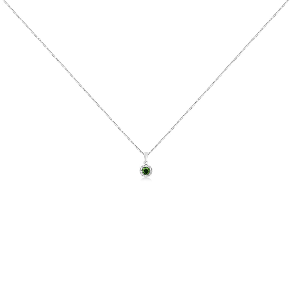 Diamond Solitaire 18" Milgrain Pendant Necklace