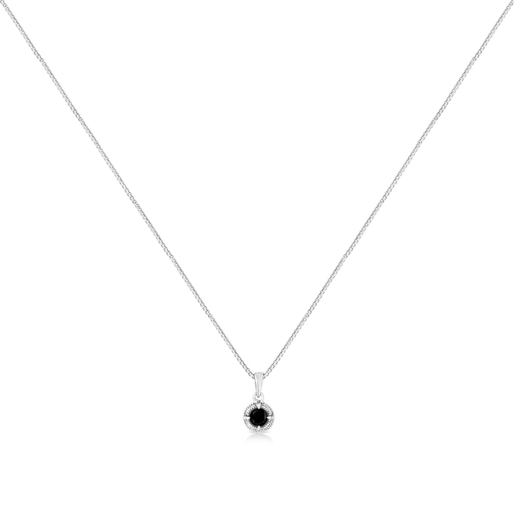 Diamond Solitaire 18" Milgrain Pendant Necklace