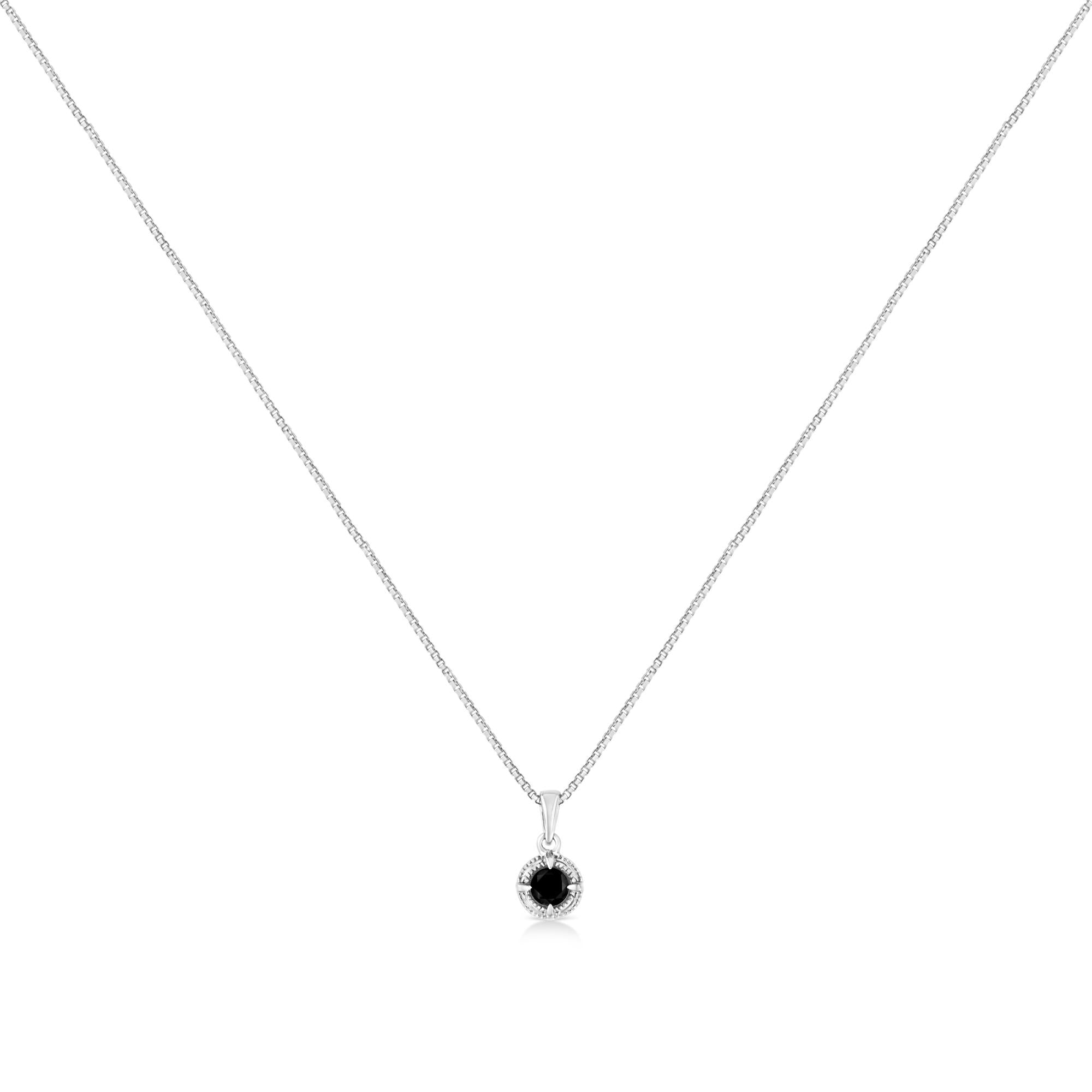 Diamond Solitaire 18" Milgrain Pendant Necklace