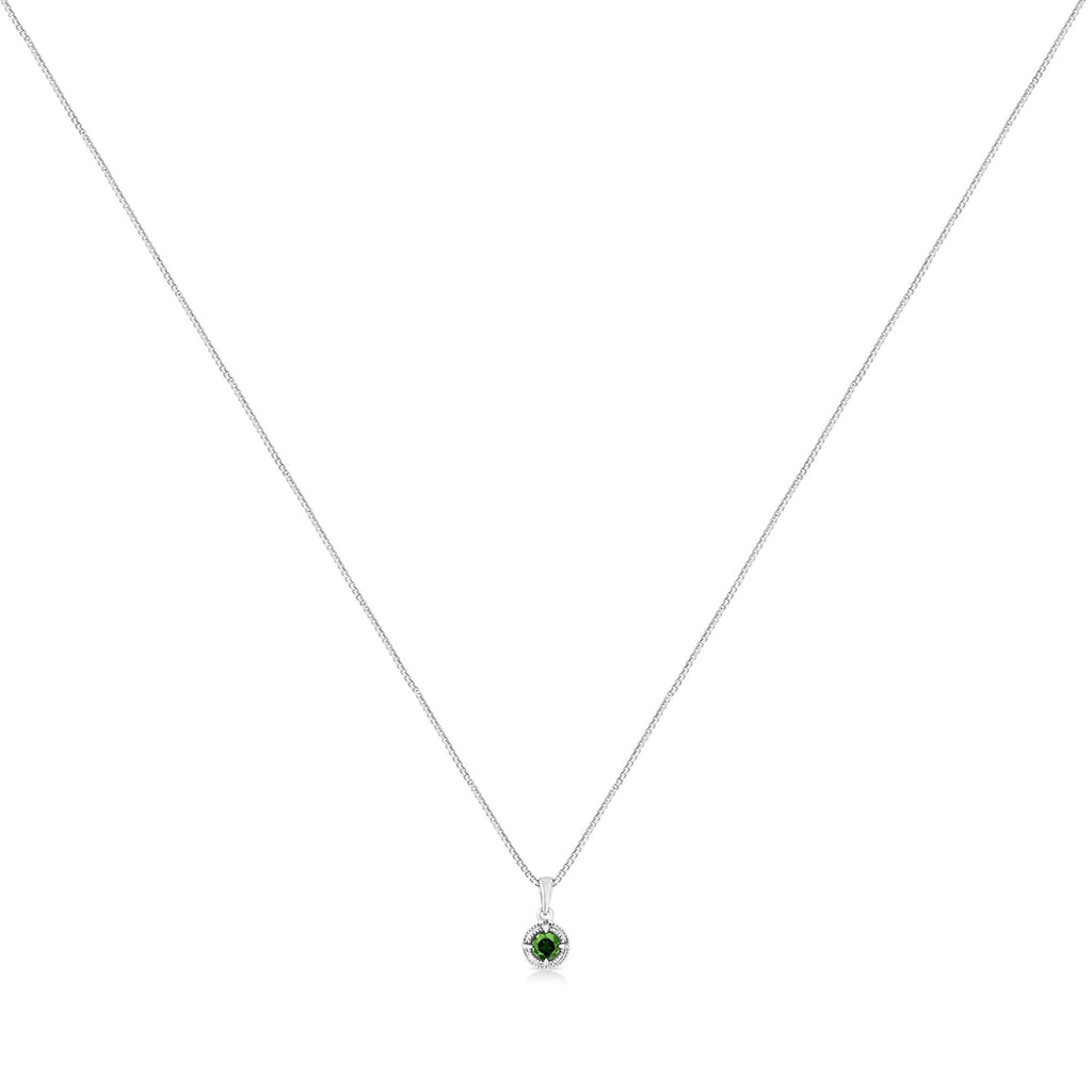 Diamond Solitaire 18" Milgrain Pendant Necklace