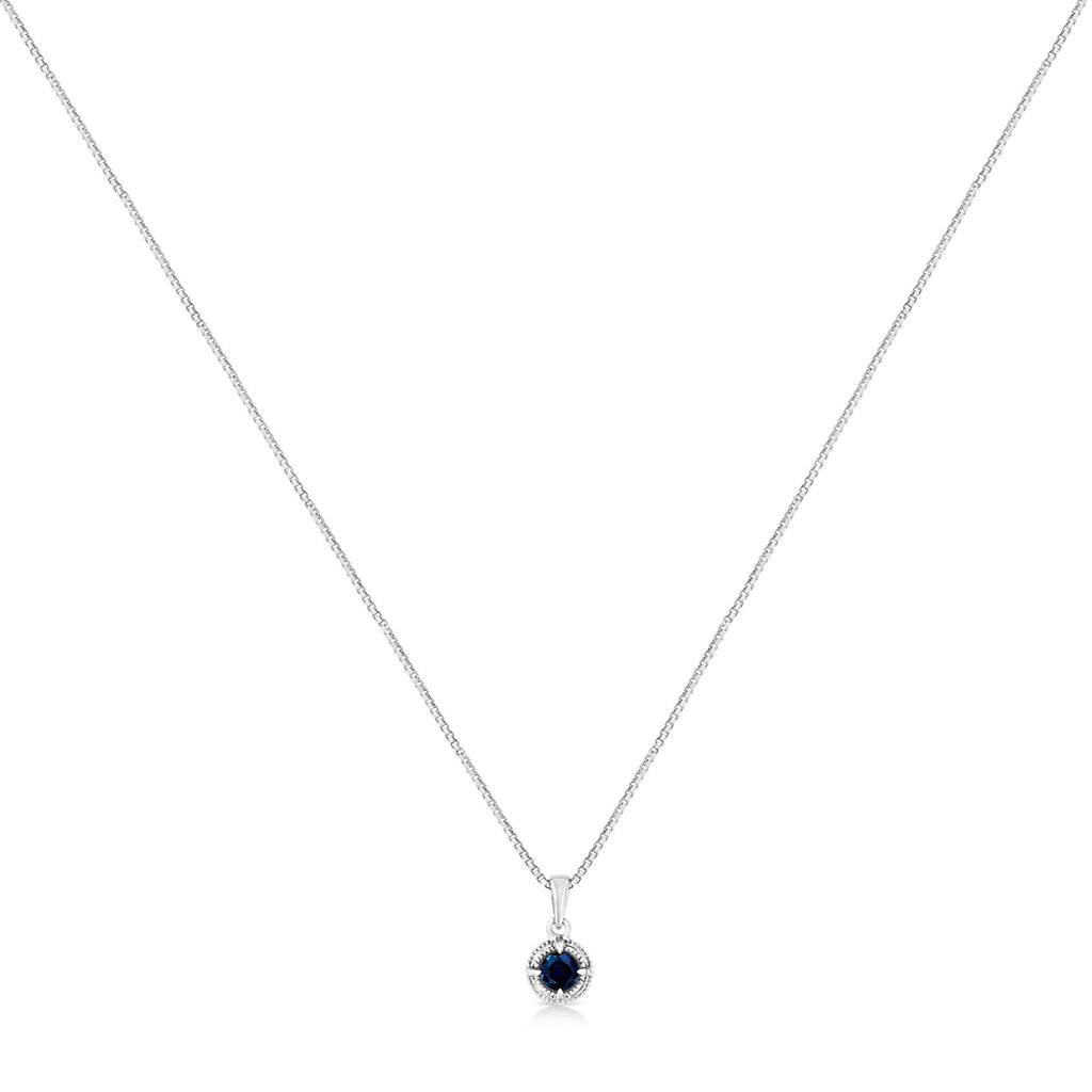 Diamond Solitaire 18" Milgrain Pendant Necklace
