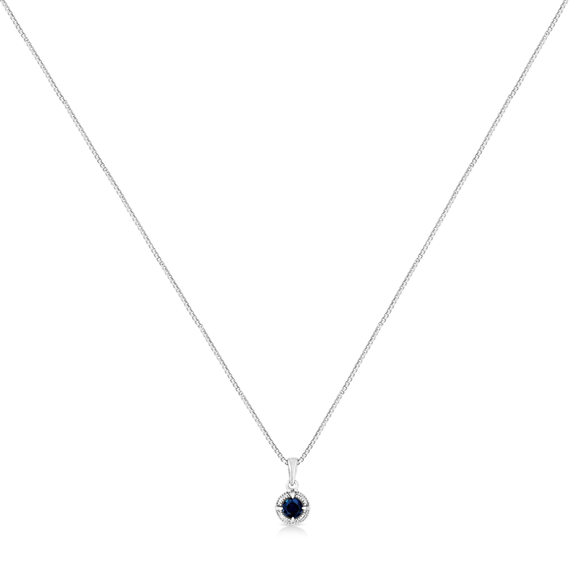 Diamond Solitaire 18" Milgrain Pendant Necklace