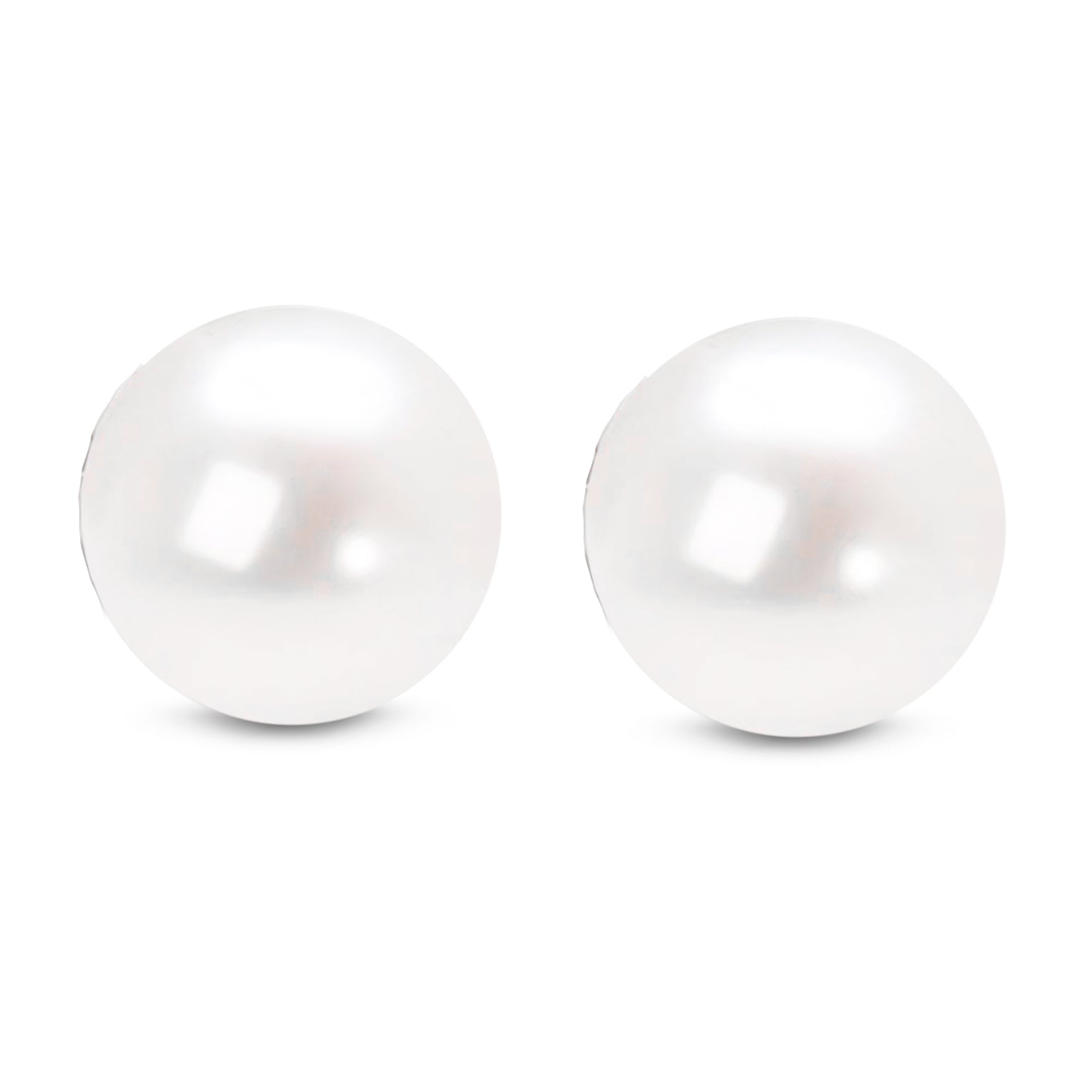 14K Gold White Saltwater Akoya Pearl Stud Earrings AAA+ Quality