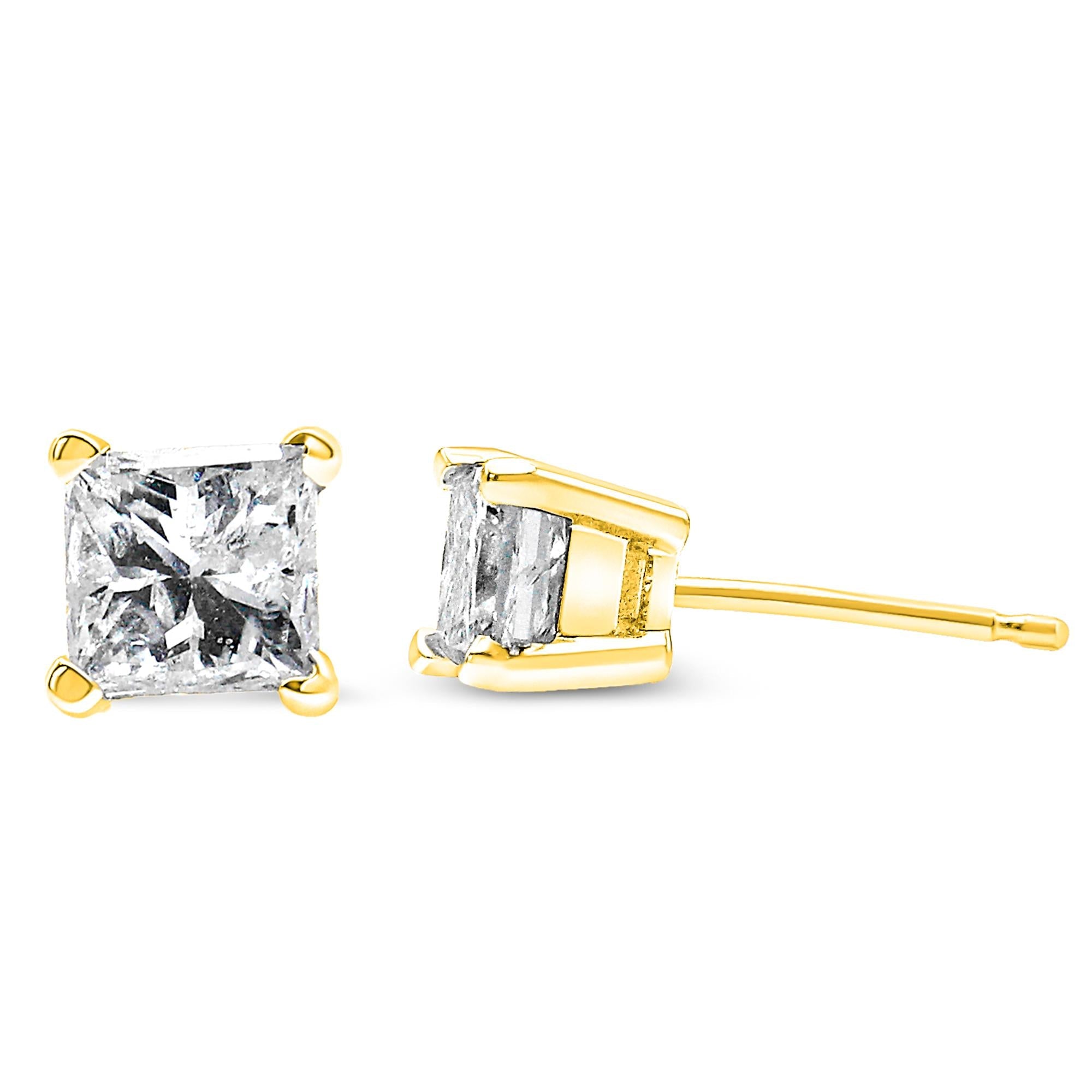 14K Gold 1/5 Cttw  Diamond Classic Square Stud Earrings (I-J Color, I3 Clarity)