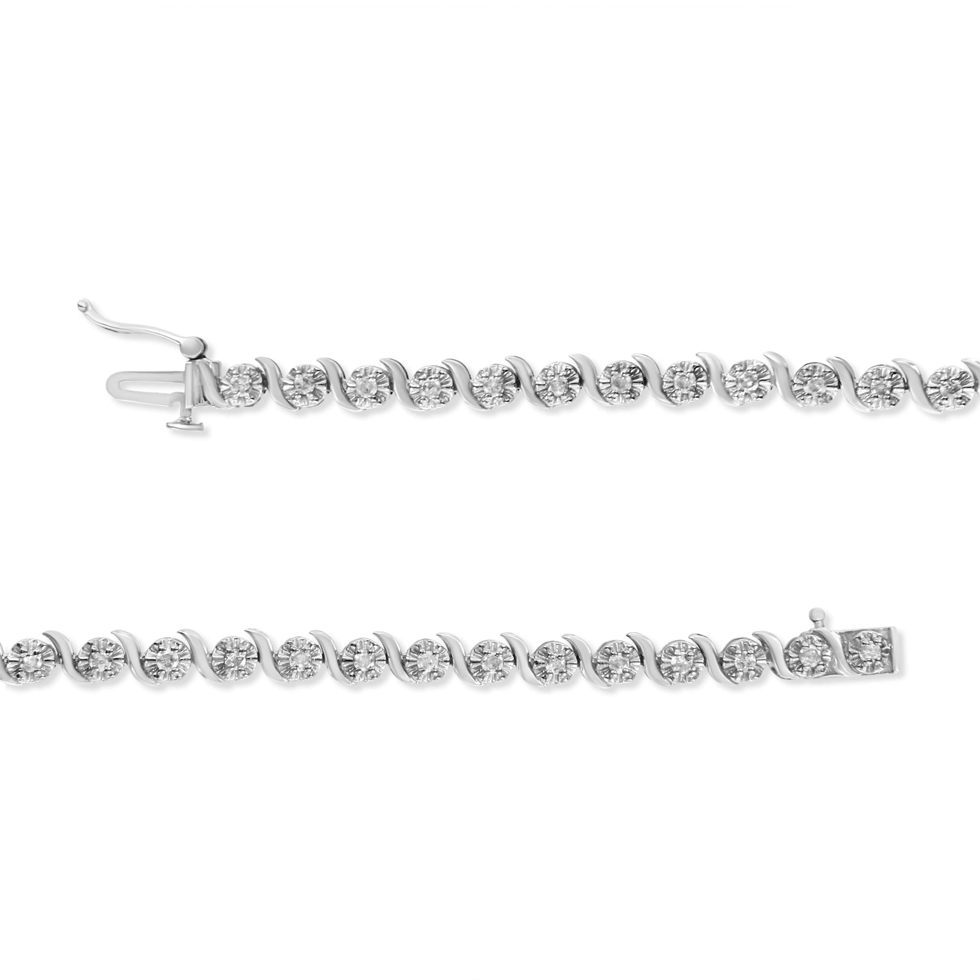 1.0 Cttw Diamond Spiral Wave Link 7" Bracelet (I-J Color, I3 Clarity)
