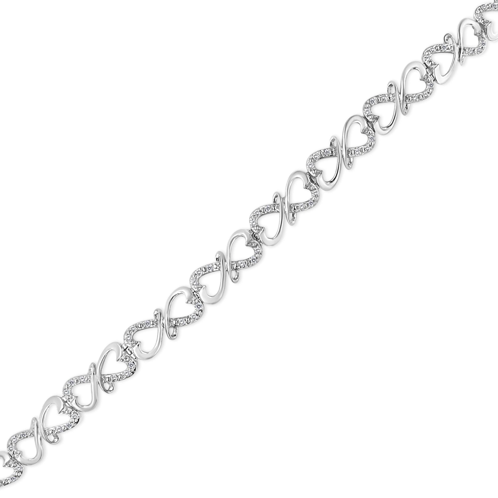 1/3 Cttw Diamond Heart Infinity Link 7.25" Bracelet (H-I Color, I3 Clarity)