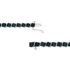 1/10 Cttw Treated Blue Color Diamond Miracle Plate "S" Link Tennis Bracelet