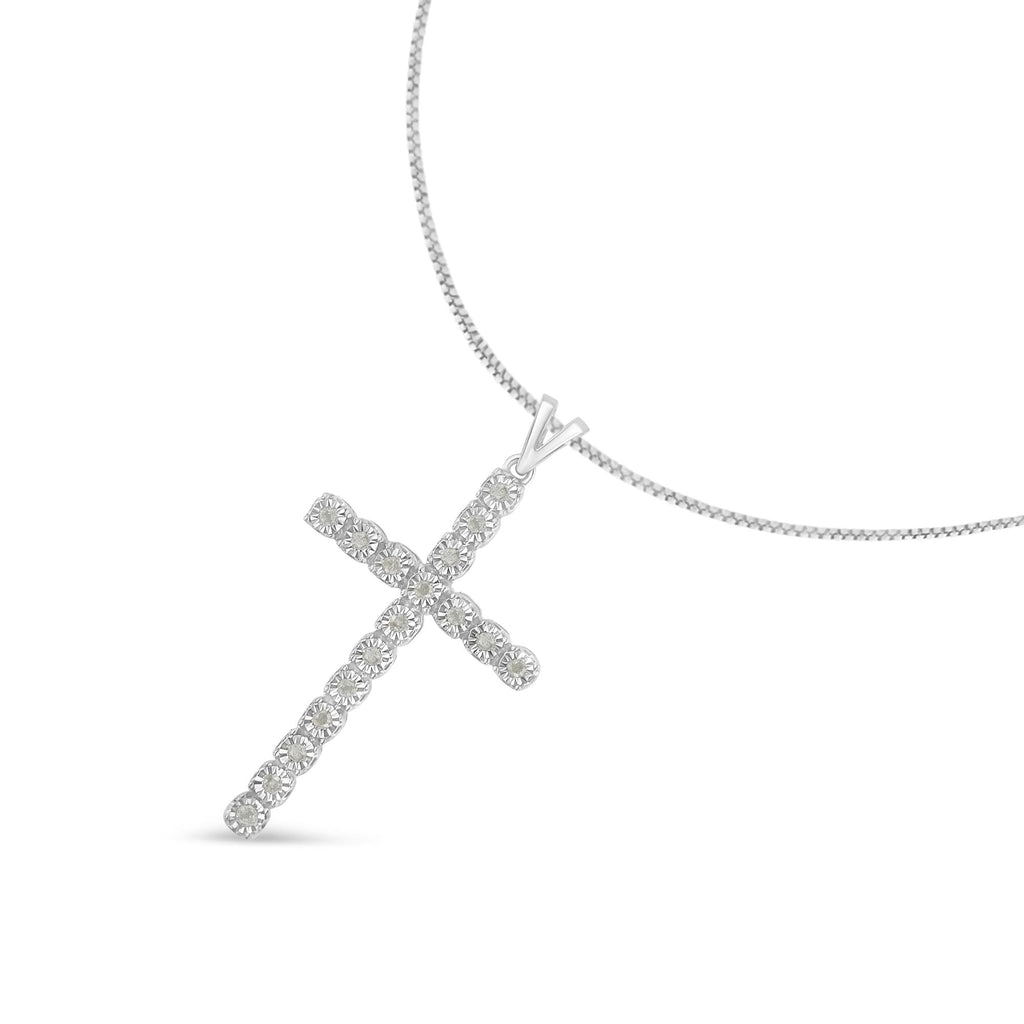 1/4 Cttw Diamond Cross Unisex Pendant Necklace 18" (I-J Color, I3 Clarity)
