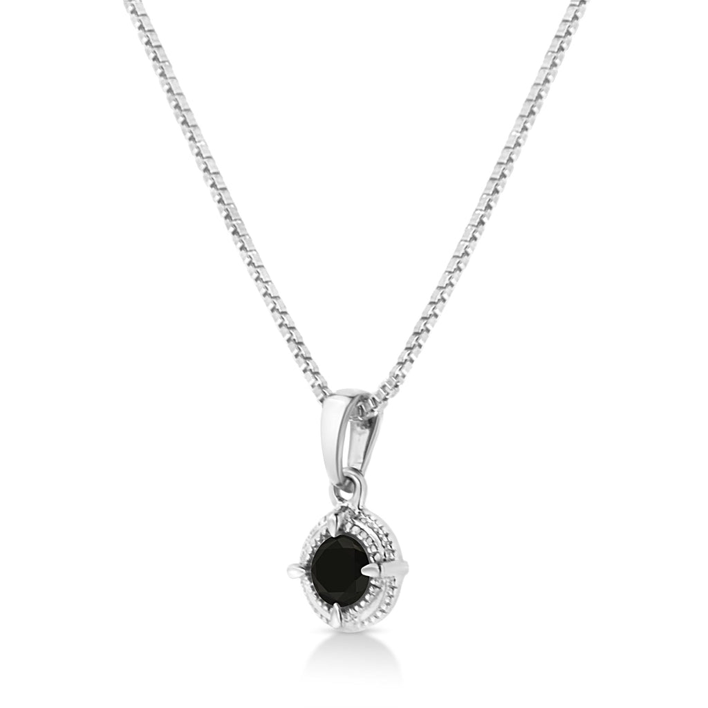 Diamond Solitaire 18" Milgrain Pendant Necklace