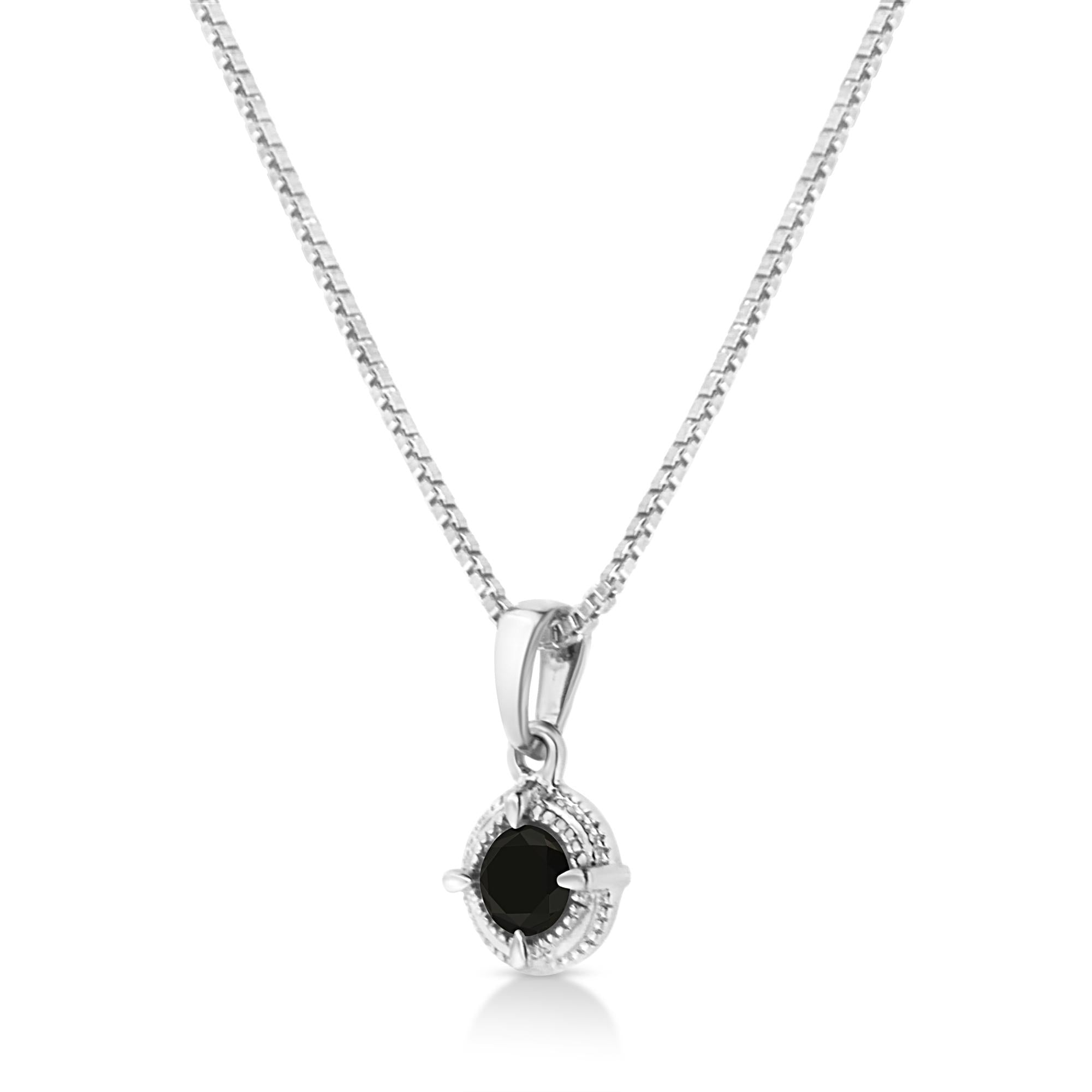 Diamond Solitaire 18" Milgrain Pendant Necklace
