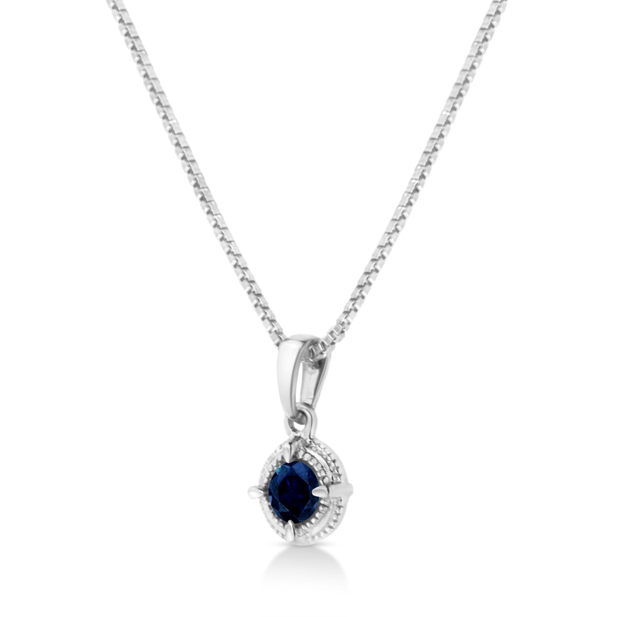 Diamond Solitaire 18" Milgrain Pendant Necklace