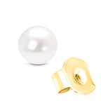 14K Gold White Saltwater Akoya Pearl Stud Earrings AAA+ Quality
