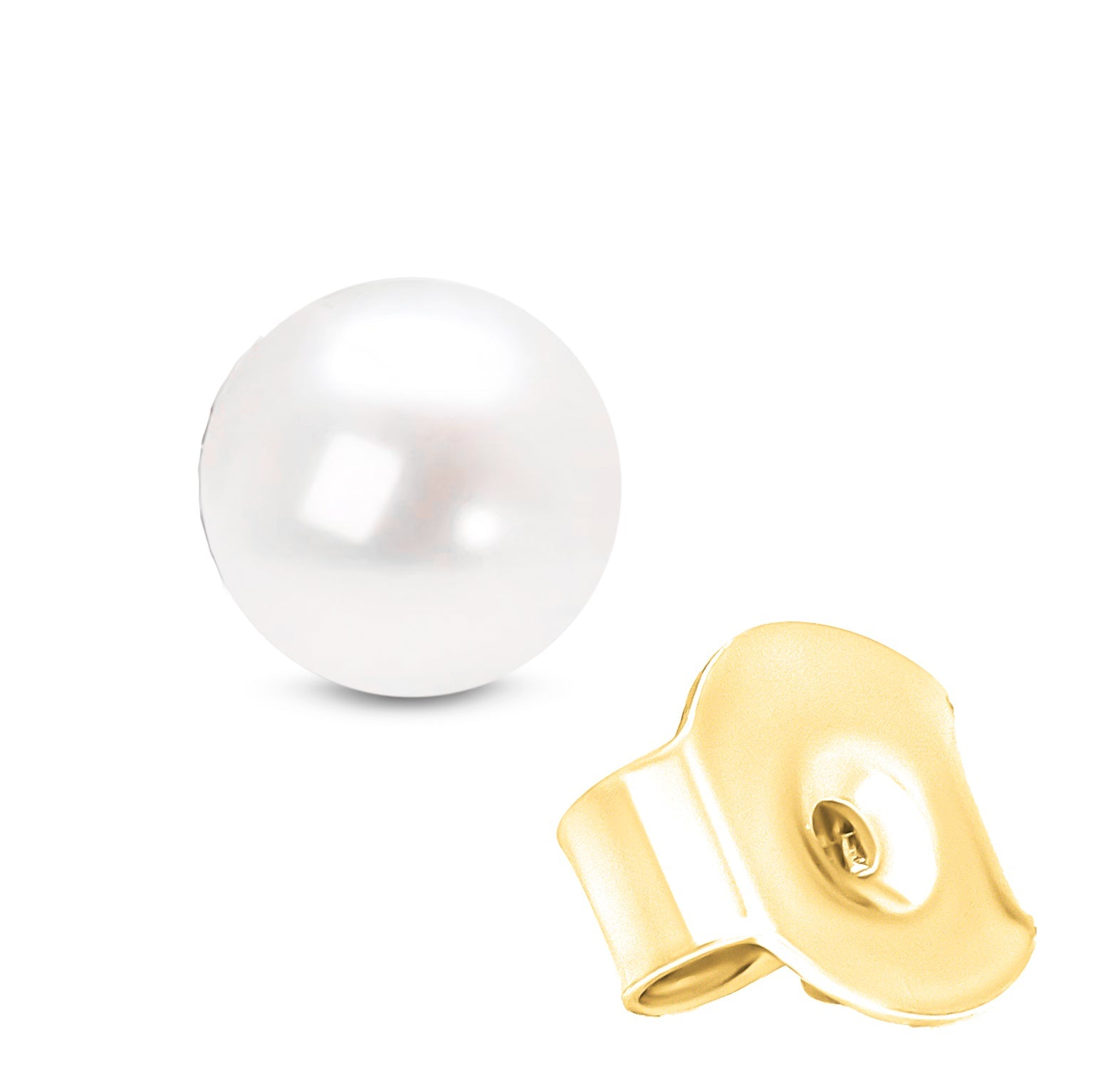 14K Gold White Saltwater Akoya Pearl Stud Earrings AAA+ Quality