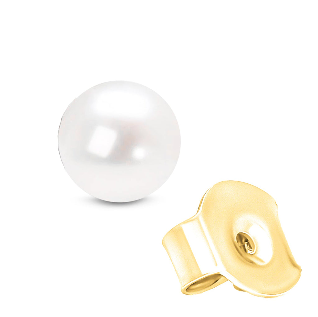 14K Gold White Saltwater Akoya Pearl Stud Earrings AAA+ Quality