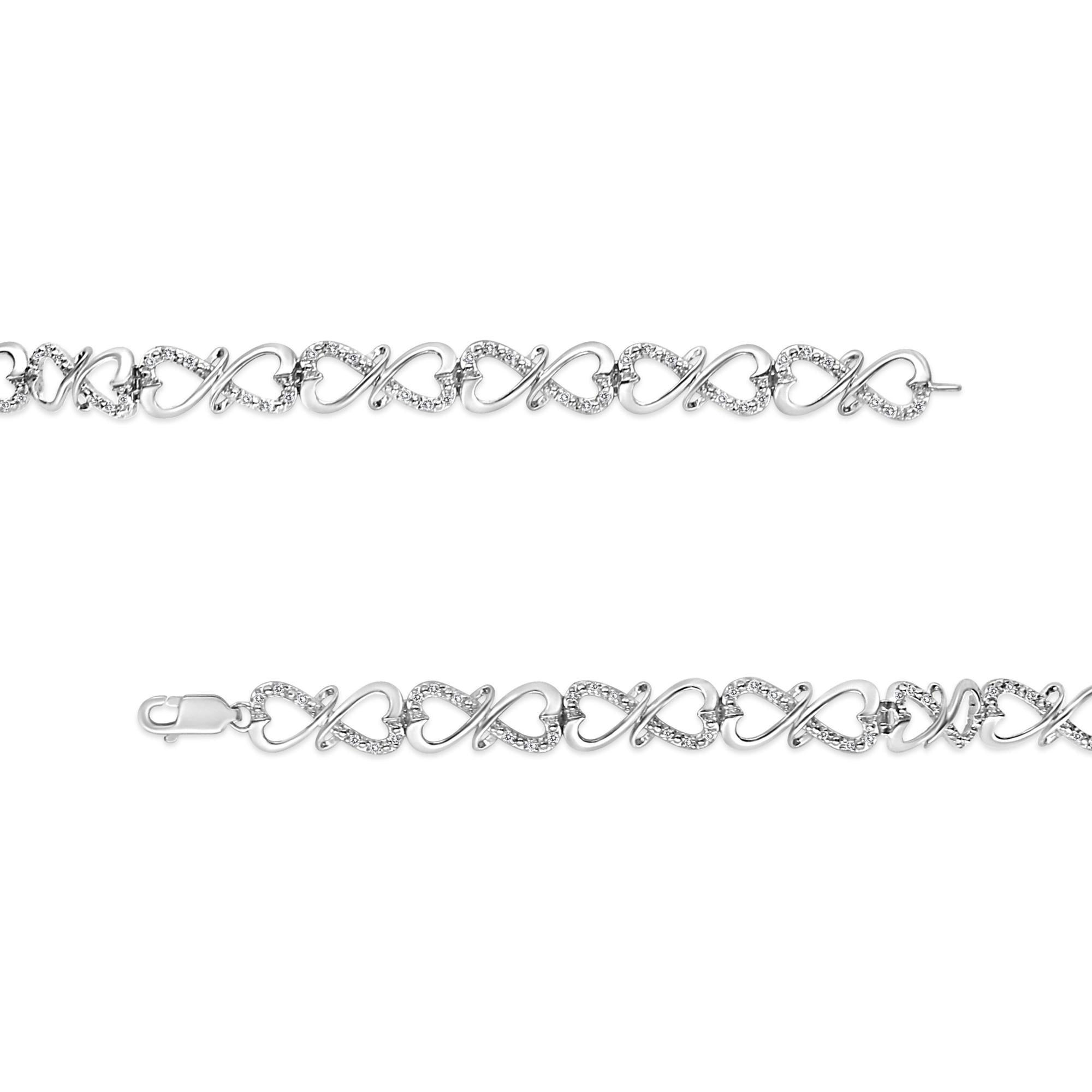 1/3 Cttw Diamond Heart Infinity Link 7.25" Bracelet (H-I Color, I3 Clarity)