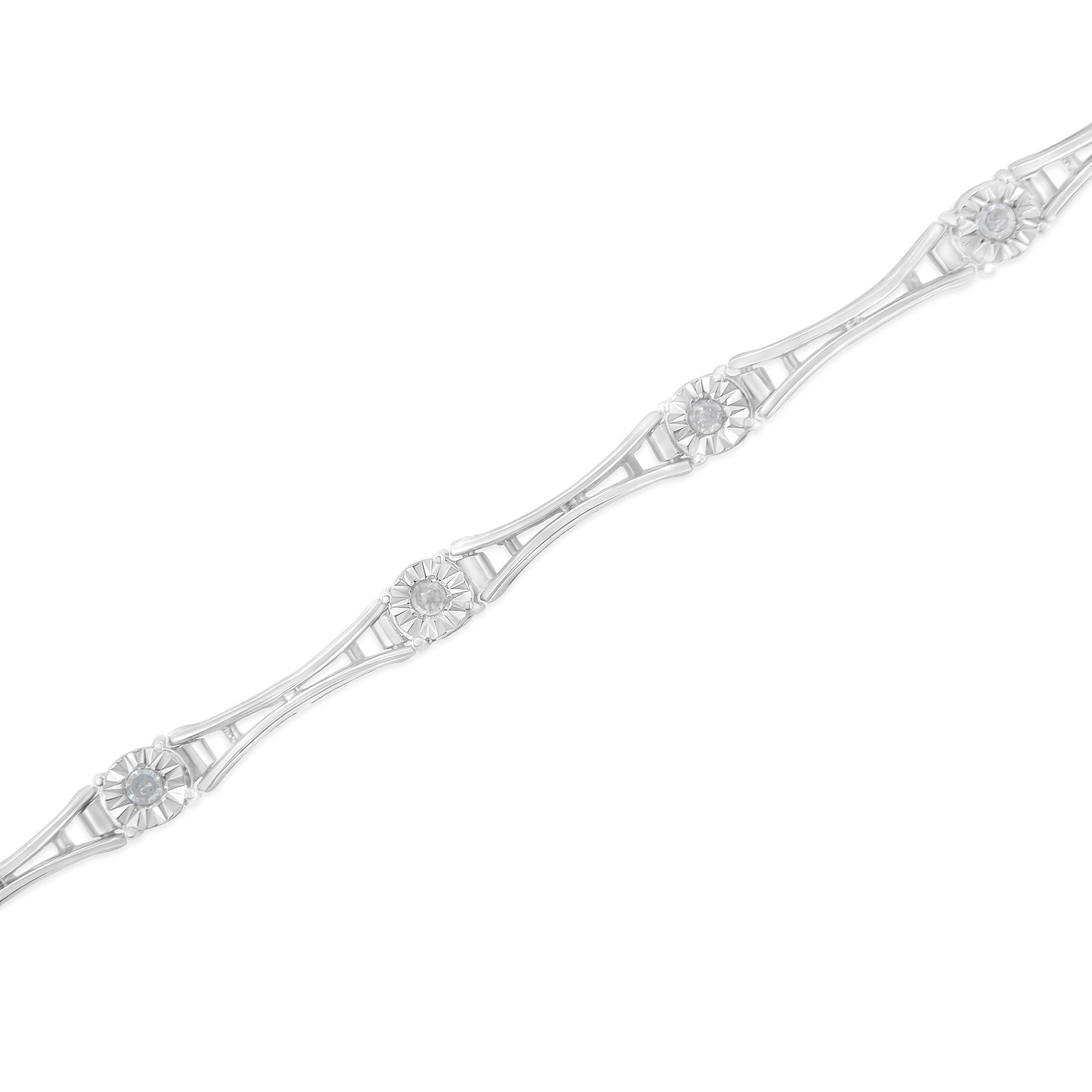 1/4 Cttw Diamond Flared-Bar 7" Link Bracelet (I-J Color, I3 Clarity)