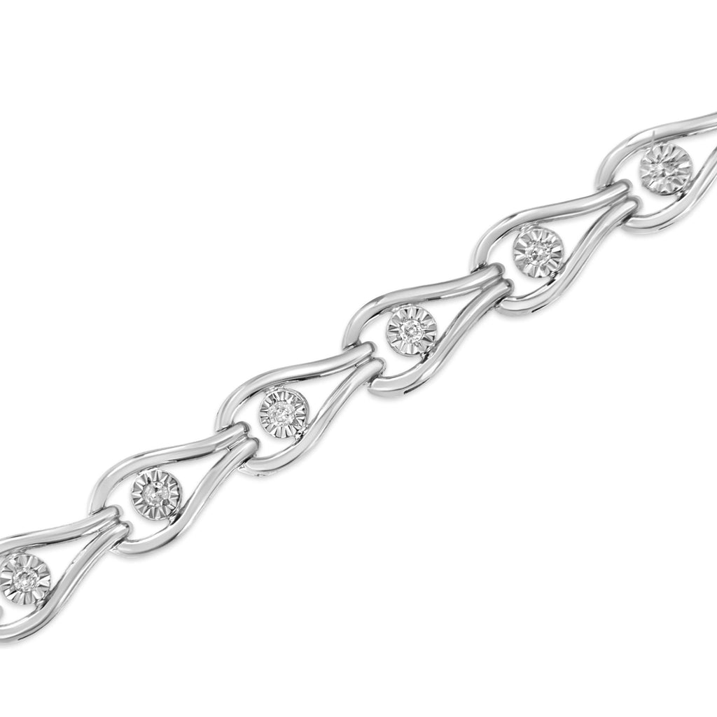 1/10 Cttw Diamond Pear & Bezel 7.25'' Link Bracelet (I-J Color, I3 Clarity)