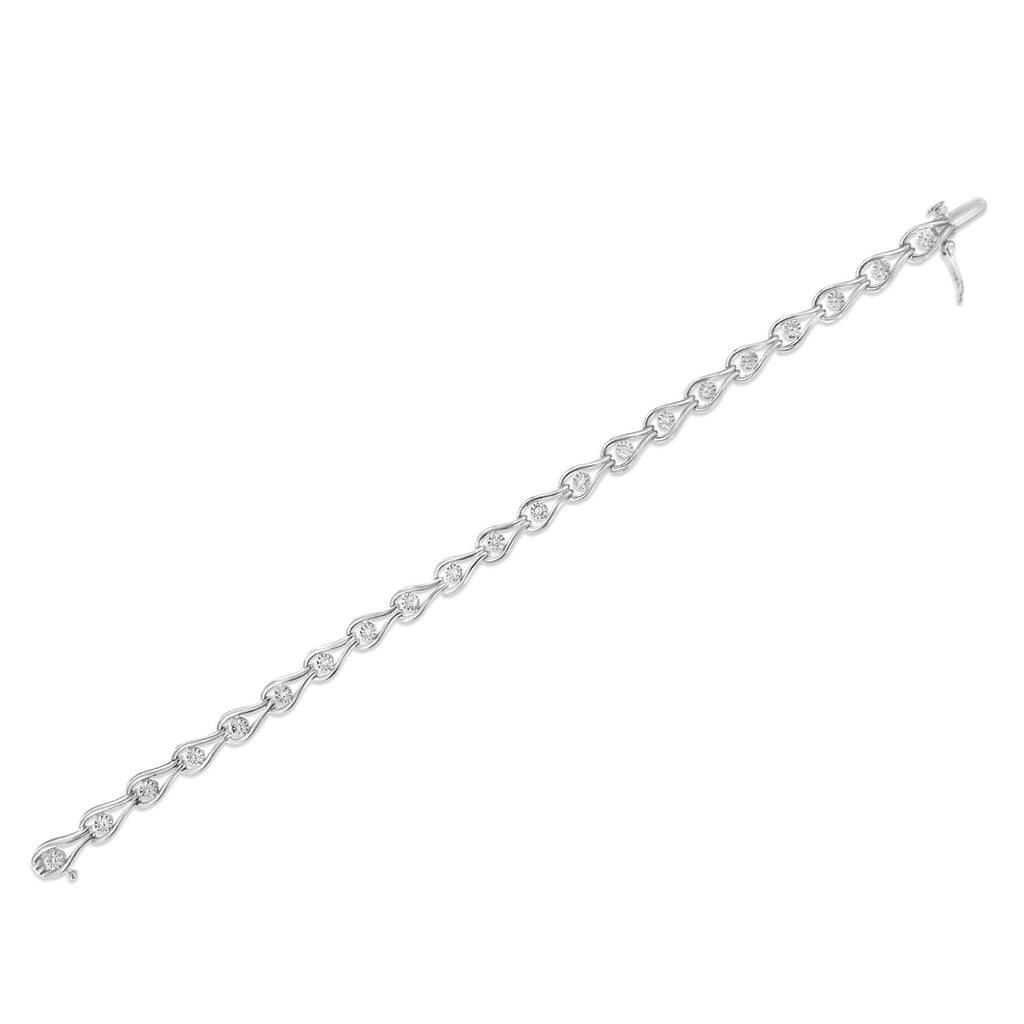 1/10 Cttw Diamond Pear & Bezel 7.25'' Link Bracelet (I-J Color, I3 Clarity)