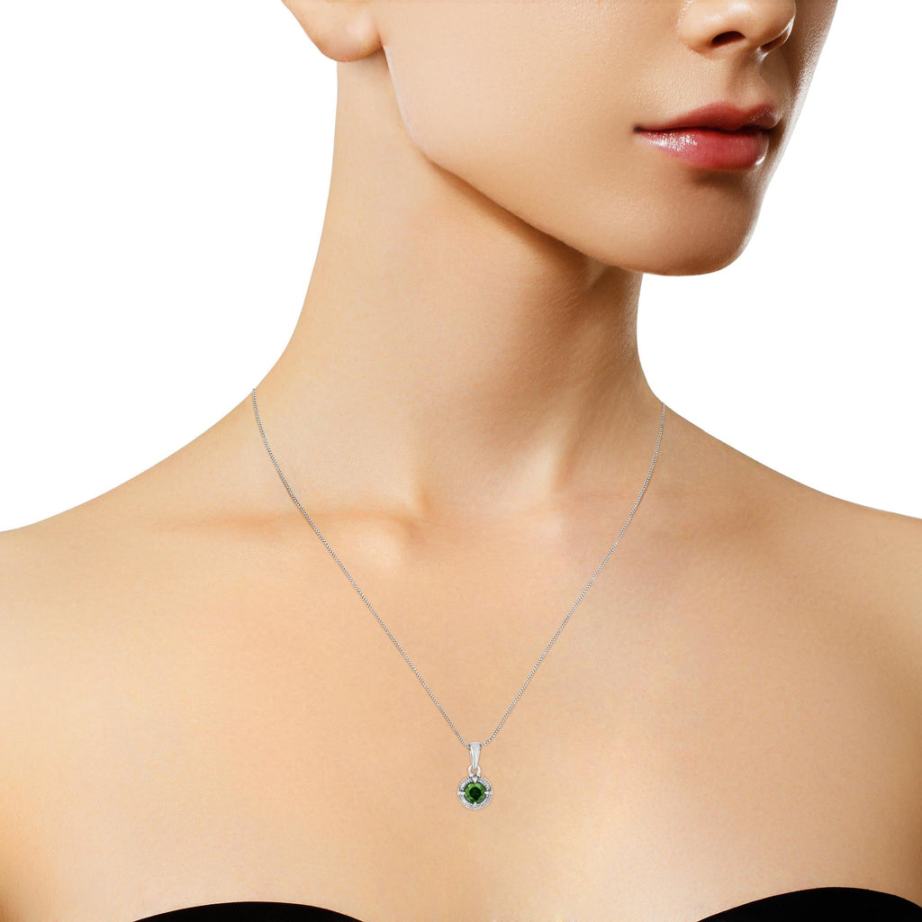 Diamond Solitaire 18" Milgrain Pendant Necklace