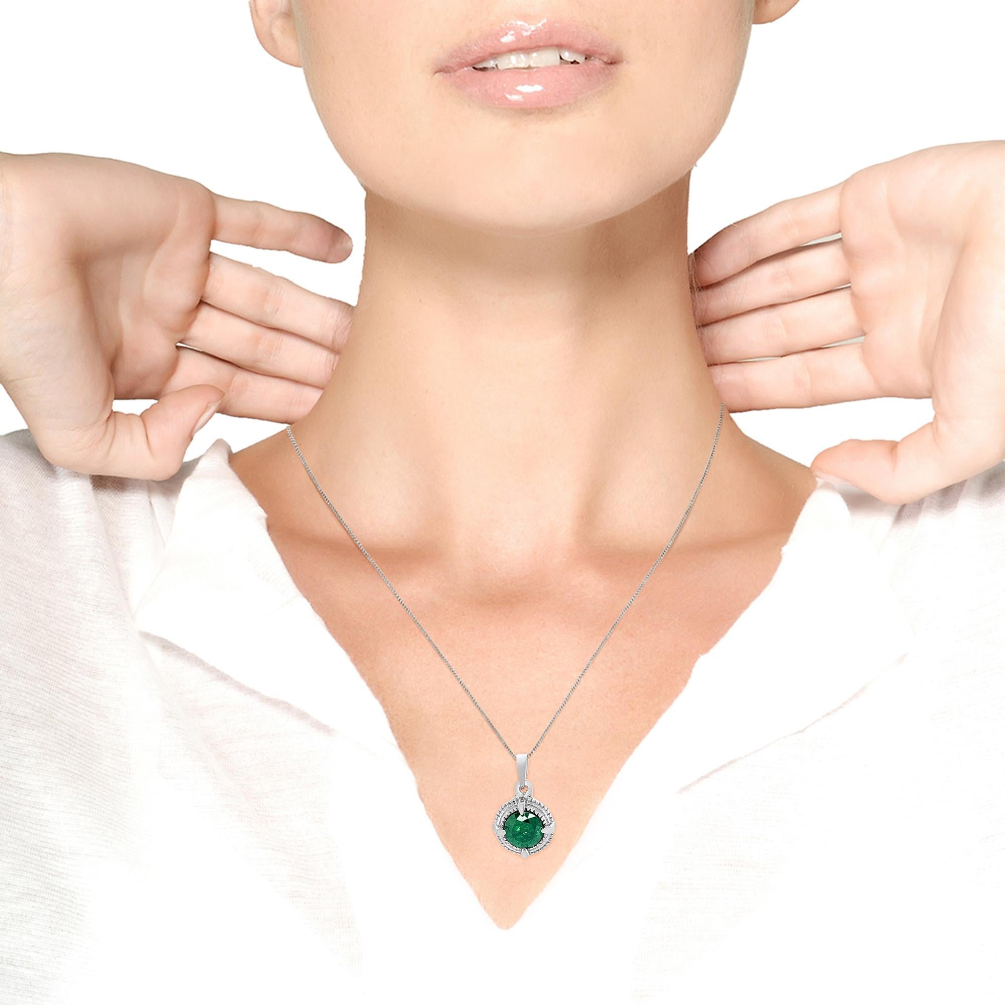 Diamond Solitaire 18" Milgrain Pendant Necklace