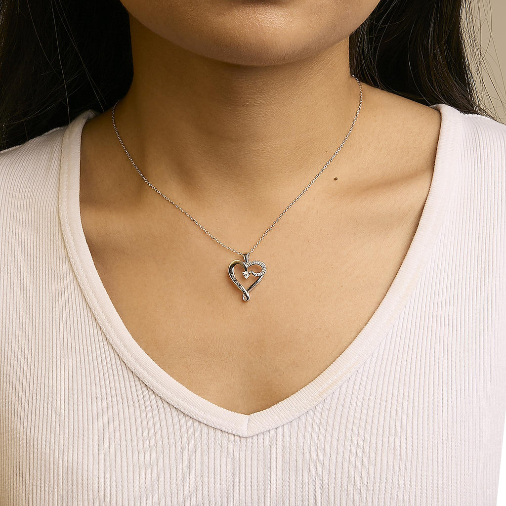 Diamond Heart Pendant Necklace (J-K Color, I2-I3 Clarity) - 18" Inches