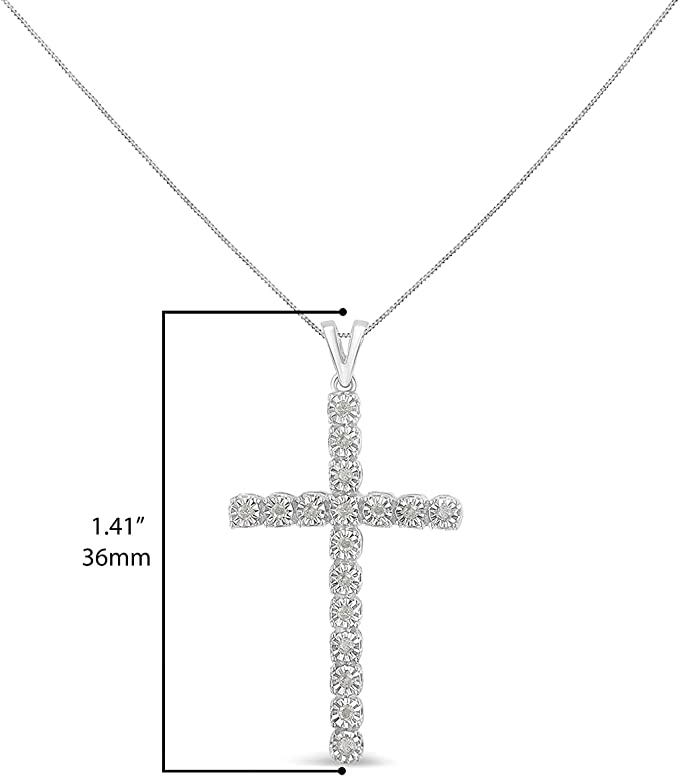 1/4 Cttw Diamond Cross Unisex Pendant Necklace 18" (I-J Color, I3 Clarity)