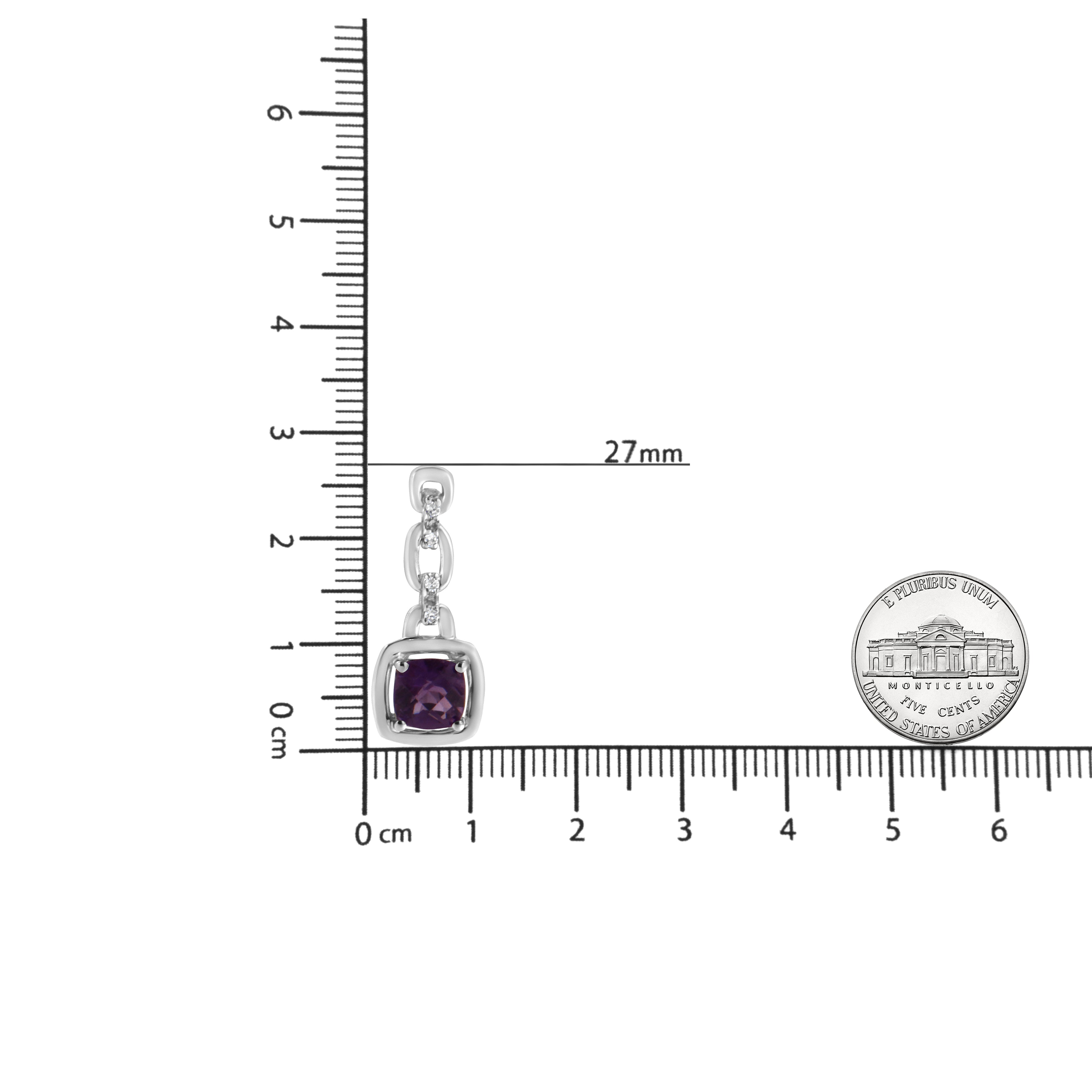 6x6MM Natural Purple Amethyst and Diamond Dangle Earrings (I-J Color)