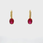 Alexandra Oval Drop Earrings Gold Ruby